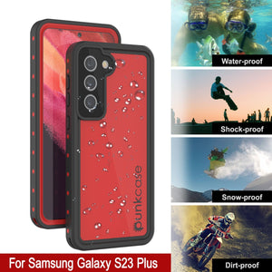 Étui étanche Galaxy S23+ Plus PunkCase StudStar Rouge mince sous-marin de 6,6 pieds résistant aux chocs/neige IP68.