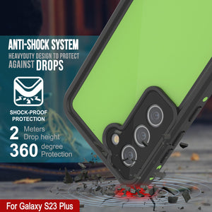 Coque étanche Galaxy S23+ Plus PunkCase StudStar vert clair mince de 6,6 pieds sous l'eau résistante aux chocs IP68.