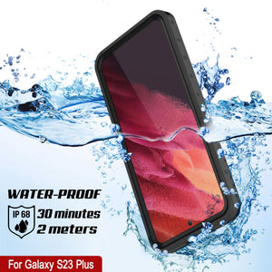 Coque étanche Galaxy S23+ Plus PunkCase StudStar claire et fine, résistante à l'eau jusqu'à 6,6 pieds sous l'eau, IP68, protège contre les chocs/neige.