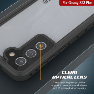 Coque étanche Galaxy S23+ Plus PunkCase StudStar claire et fine, résistante à l'eau jusqu'à 6,6 pieds sous l'eau, IP68, protège contre les chocs/neige.