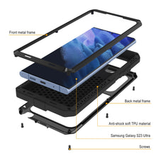 Load image into Gallery viewer, Coque métallique Galaxy S23 Ultra, robuste et résistante de qualité militaire [anti-choc], intégrale et rigide [noire].
