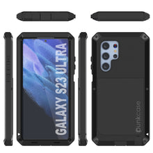 Load image into Gallery viewer, Coque métallique Galaxy S23 Ultra, robuste et résistante de qualité militaire [anti-choc], intégrale et rigide [noire].
