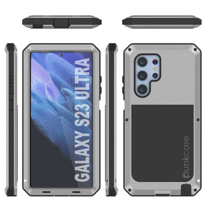 Coque en métal Galaxy S23 Ultra, étui robuste de qualité militaire [antichoc] intégral dur [argent]