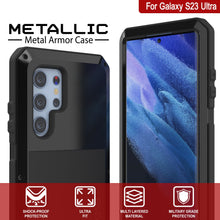 Load image into Gallery viewer, Coque métallique Galaxy S23 Ultra, robuste et résistante de qualité militaire [anti-choc], intégrale et rigide [noire].
