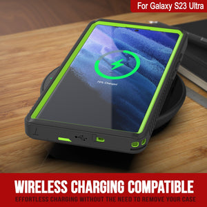 Galaxy S23 Ultra Coque de protection d'écran étanche/antichoc [Série Extrême] Coque [Vert clair]