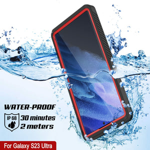 Galaxy S23 Ultra Étui protecteur d'écran mince [Série Extrême] étanche / antichoc / antineige [Rouge]