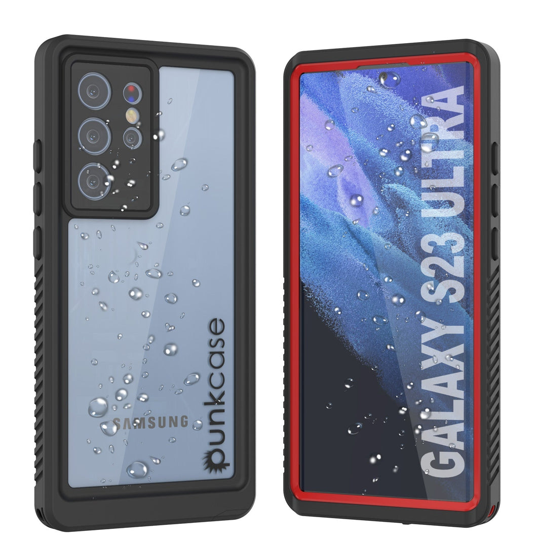 Galaxy S23 Ultra Étui protecteur d'écran mince [Série Extrême] étanche / antichoc / antineige [Rouge]
