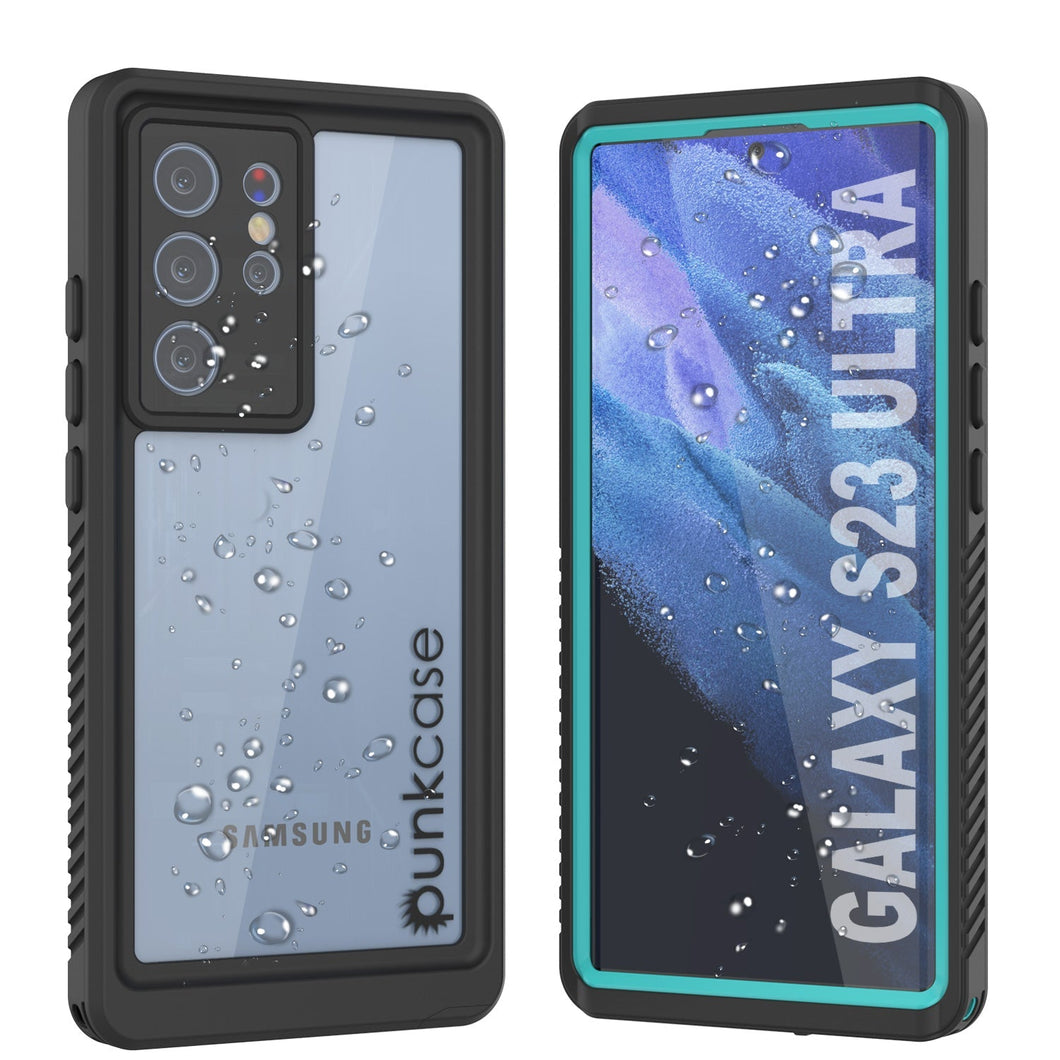 Coque protectrice pour écran Galaxy S23 Ultra étanche/ résistante aux chocs/ à la neige [Série Extrême] (bleu sarcelle)