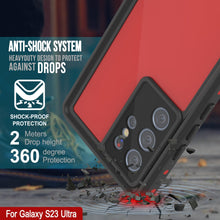Load image into Gallery viewer, Étui étanche Galaxy S23 Ultra PunkCase StudStar Rouge mince 6,6 pieds sous l&#39;eau IP68 résistant aux chocs/neige
