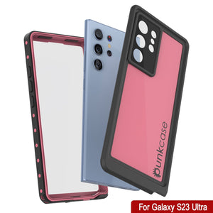 Étui étanche Galaxy S23 Ultra PunkCase StudStar Rose fin 6,6 pieds sous l'eau IP68 Résistant aux chocs/neige