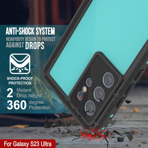 Étui étanche Galaxy S23 Ultra PunkCase StudStar Teal Thin 6,6 pieds IP68 étanche aux chocs / aux intempéries