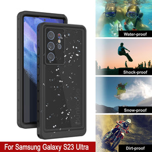 Coque étanche Galaxy S23 Ultra, PunkCase StudStar Noir, fine, résistante à l'eau jusqu'à 6,6 pieds, étui IP68 étanche aux chocs et à la neige.