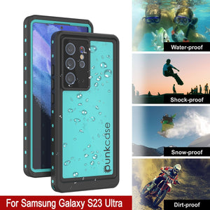 Étui étanche Galaxy S23 Ultra PunkCase StudStar Teal Thin 6,6 pieds IP68 étanche aux chocs / aux intempéries