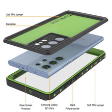 Load image into Gallery viewer, Étui étanche PunkCase StudStar Light Green pour Galaxy S23 Ultra, mince, résistant aux chocs jusqu&#39;à 6,6 pieds sous l&#39;eau, IP68.
