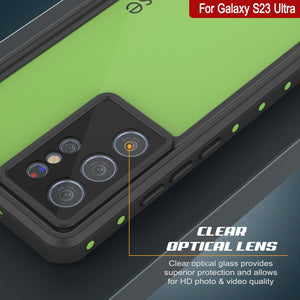 Étui étanche PunkCase StudStar Light Green pour Galaxy S23 Ultra, mince, résistant aux chocs jusqu'à 6,6 pieds sous l'eau, IP68.