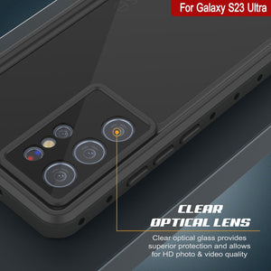 Coque étanche Galaxy S23 Ultra, PunkCase StudStar Noir, fine, résistante à l'eau jusqu'à 6,6 pieds, étui IP68 étanche aux chocs et à la neige.