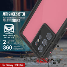 Charger l&#39;image dans la galerie, Étui étanche Galaxy S23 Ultra PunkCase StudStar Rose fin 6,6 pieds sous l&#39;eau IP68 Résistant aux chocs/neige
