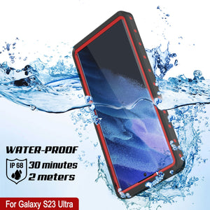 Étui étanche Galaxy S23 Ultra PunkCase StudStar Rouge mince 6,6 pieds sous l'eau IP68 résistant aux chocs/neige