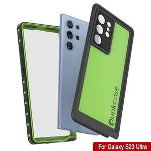 Étui étanche PunkCase StudStar Light Green pour Galaxy S23 Ultra, mince, résistant aux chocs jusqu'à 6,6 pieds sous l'eau, IP68.