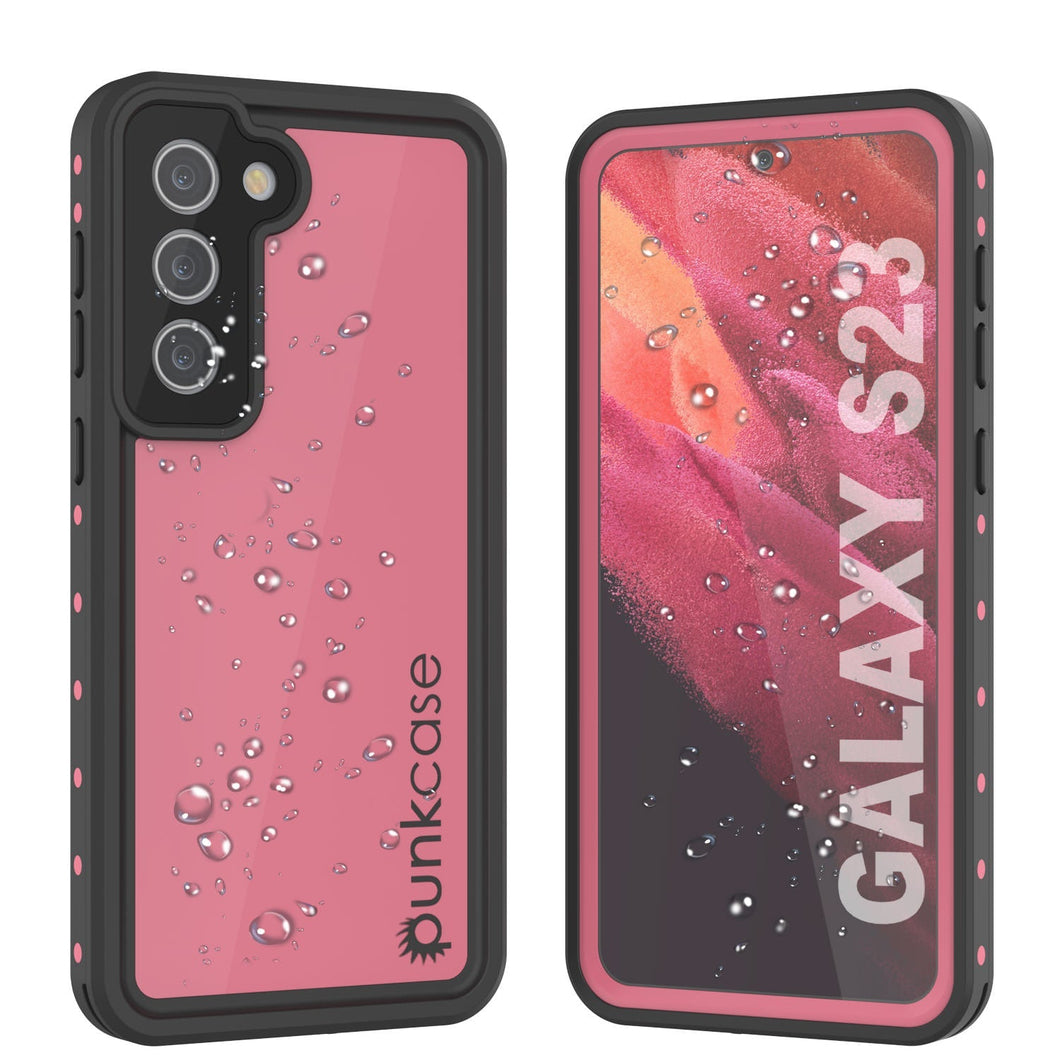 Coque étanche Galaxy S23 PunkCase StudStar Rose fine 6,6ft IP68 Résistant aux chocs/neige sous l'eau.