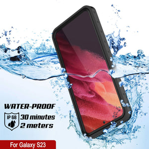 Coque étanche Galaxy S23 PunkCase StudStar noire, fine, 6,6 pieds IP68 étanche aux chocs/neige, sous l'eau.