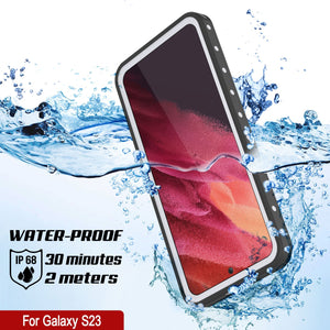 Étui étanche Galaxy S23, Punkcase StudStar Blanc mince, sous-marin jusqu'à 6,6 pieds, IP68 anti-choc/neige