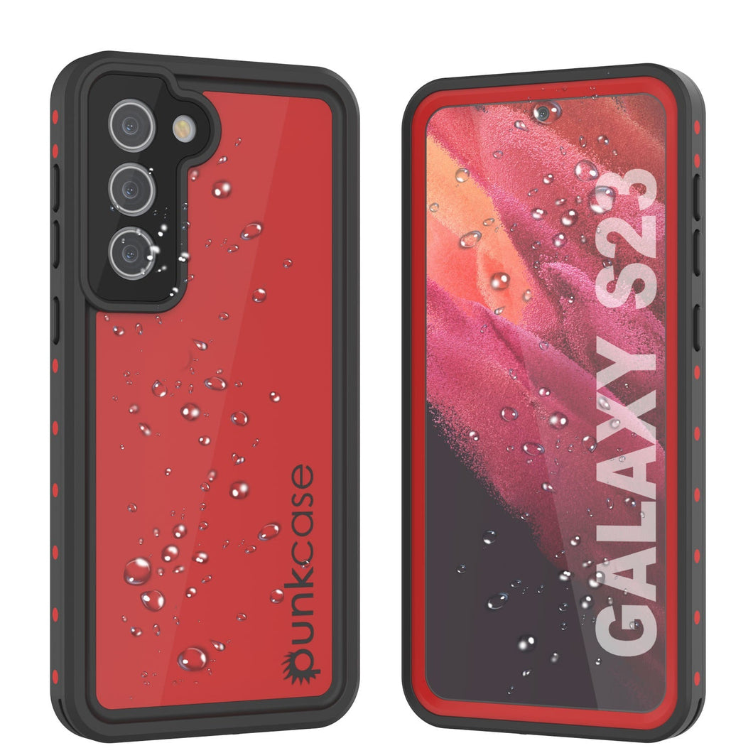 Étui étanche Galaxy S23 PunkCase StudStar rouge mince 6,6 pieds résistant à l'eau IP68 anti-chocs/neige