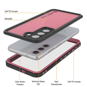 Coque étanche Galaxy S23 PunkCase StudStar Rose fine 6,6ft IP68 Résistant aux chocs/neige sous l'eau.