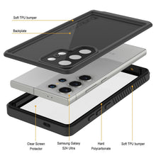 Load image into Gallery viewer, Coque étanche ultra-fine PunkCase StudStar pour Galaxy S24, noire, 2 m, résistante aux chocs et à la neige, IP68
