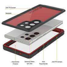 Load image into Gallery viewer, Coque étanche ultra-fine pour Galaxy S24 PunkCase StudStar Red, 2 m, résistante aux chocs et à la neige, IP68
