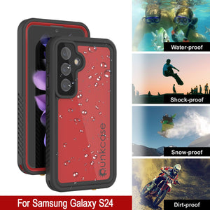 Coque étanche pour Galaxy S25 PunkCase StudStar Rouge Mince 6,2 pieds Sous-marine IP68 Résistant aux chocs/à la neige