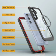 Load image into Gallery viewer, Coque étanche pour Galaxy S25, Punkcase [Extreme Mag Series] Armor Cover avec protecteur d'écran intégré [Rouge]
