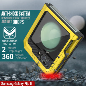 Coque en métal Galaxy Z Flip5, étui robuste de qualité militaire couvrant intégralement le corps [Néon]