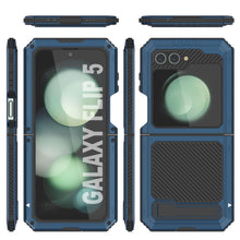 Load image into Gallery viewer, Galaxy Z Flip5 Coque en métal, étui militaire robuste résistant aux chocs intégral [bleu]
