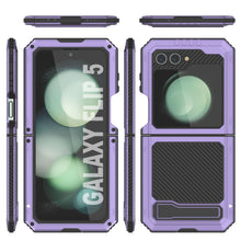 Load image into Gallery viewer, Coque métallique Galaxy Z Flip5, étui robuste de qualité militaire, protection complète en armure rigide [violet].
