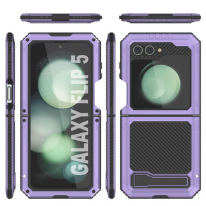 Coque métallique Galaxy Z Flip5, étui robuste de qualité militaire, protection complète en armure rigide [violet].