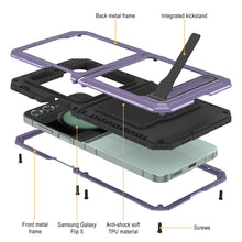 Load image into Gallery viewer, Coque métallique Galaxy Z Flip5, étui robuste de qualité militaire, protection complète en armure rigide [violet].
