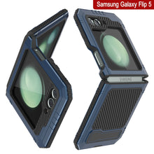Load image into Gallery viewer, Galaxy Z Flip5 Coque en métal, étui militaire robuste résistant aux chocs intégral [bleu]
