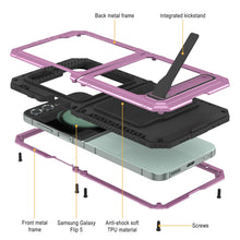 Load image into Gallery viewer, Coque en métal Galaxy Z Flip5, étui robuste en armure de qualité militaire, couverture complète du corps rigide [rose]

