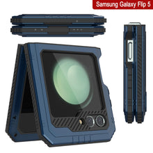 Load image into Gallery viewer, Galaxy Z Flip5 Coque en métal, étui militaire robuste résistant aux chocs intégral [bleu]
