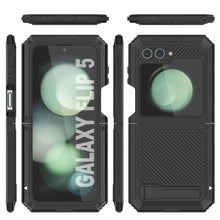 Load image into Gallery viewer, Étui en métal Galaxy Z Flip5, coque blindée de qualité militaire résistante, corps complet rigide [noir].
