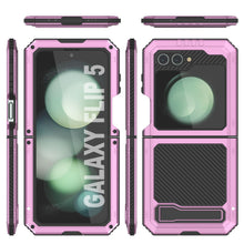 Load image into Gallery viewer, Coque en métal Galaxy Z Flip5, étui robuste en armure de qualité militaire, couverture complète du corps rigide [rose]
