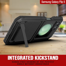 Load image into Gallery viewer, Étui en métal Galaxy Z Flip5, coque blindée de qualité militaire résistante, corps complet rigide [noir].
