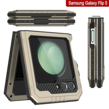 Load image into Gallery viewer, Coque métallique pour Galaxy Z Flip5, étui robuste de qualité militaire, protection complète en métal [Or].
