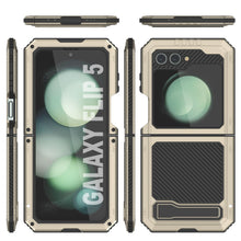Load image into Gallery viewer, Coque métallique pour Galaxy Z Flip5, étui robuste de qualité militaire, protection complète en métal [Or].
