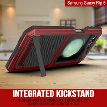 Load image into Gallery viewer, Étui en métal pour le Galaxy Z Flip5, protection lourde de qualité militaire, couverture intégrale robuste [rouge]
