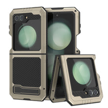 Load image into Gallery viewer, Coque métallique pour Galaxy Z Flip5, étui robuste de qualité militaire, protection complète en métal [Or].
