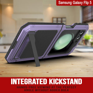 Coque métallique Galaxy Z Flip5, étui robuste de qualité militaire, protection complète en armure rigide [violet].