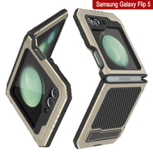 Load image into Gallery viewer, Coque métallique pour Galaxy Z Flip5, étui robuste de qualité militaire, protection complète en métal [Or].
