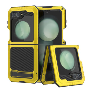 Coque en métal Galaxy Z Flip5, étui robuste de qualité militaire couvrant intégralement le corps [Néon]